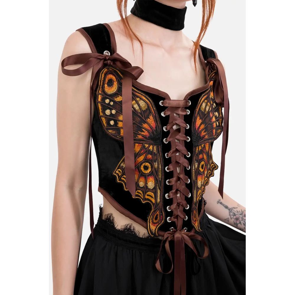 Restyle - Ignis Moth Korsett oben - Schwarz/Orange